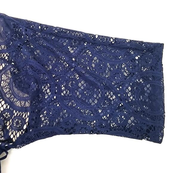 Chelsea Violet Blue Lace Dress Belted Boho Tunic Navy Blue Mini Slip Over NEW - Picture 4 of 14